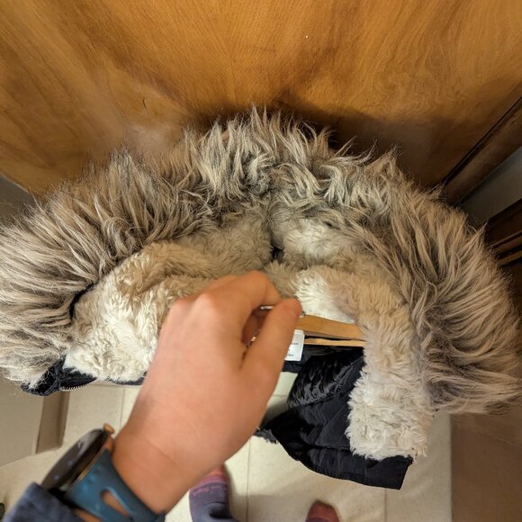 Divided (H&M) Long Warm Winter Coat with Faux Fur Hood, Size 36 - Picture 9 of 15